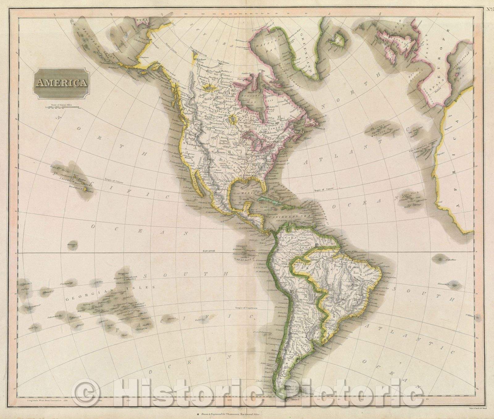 Historic Map : America, c. 1820 , Vintage Wall Art