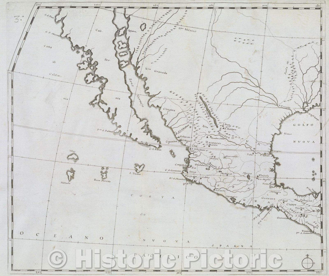 Historic Map : Mexicvm In hac forma in lucem edebat Ioannes Baptista Nicolosivs S. T. D ., 1660 , Vintage Wall Art