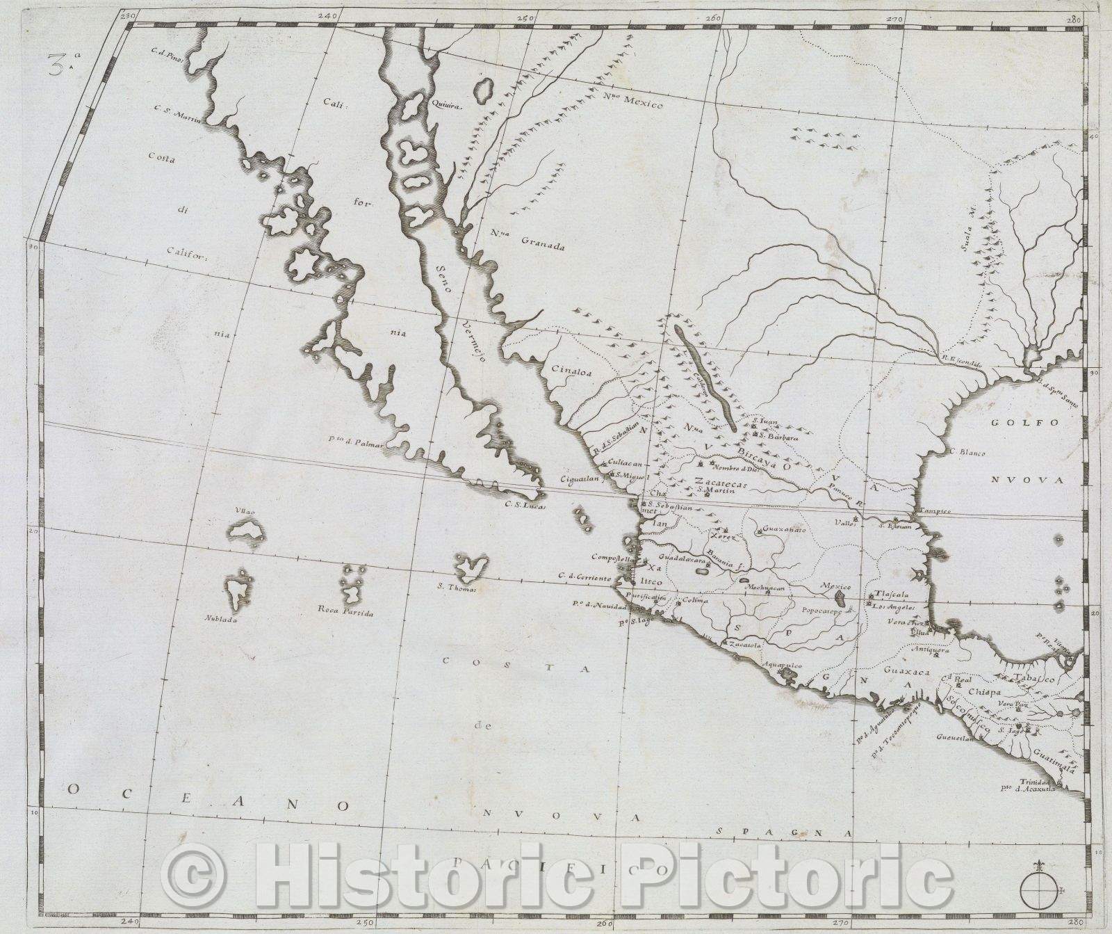 Historic Map : Mexicvm In hac forma in lucem edebat Ioannes Baptista Nicolosivs S. T. D ., 1660 , Vintage Wall Art