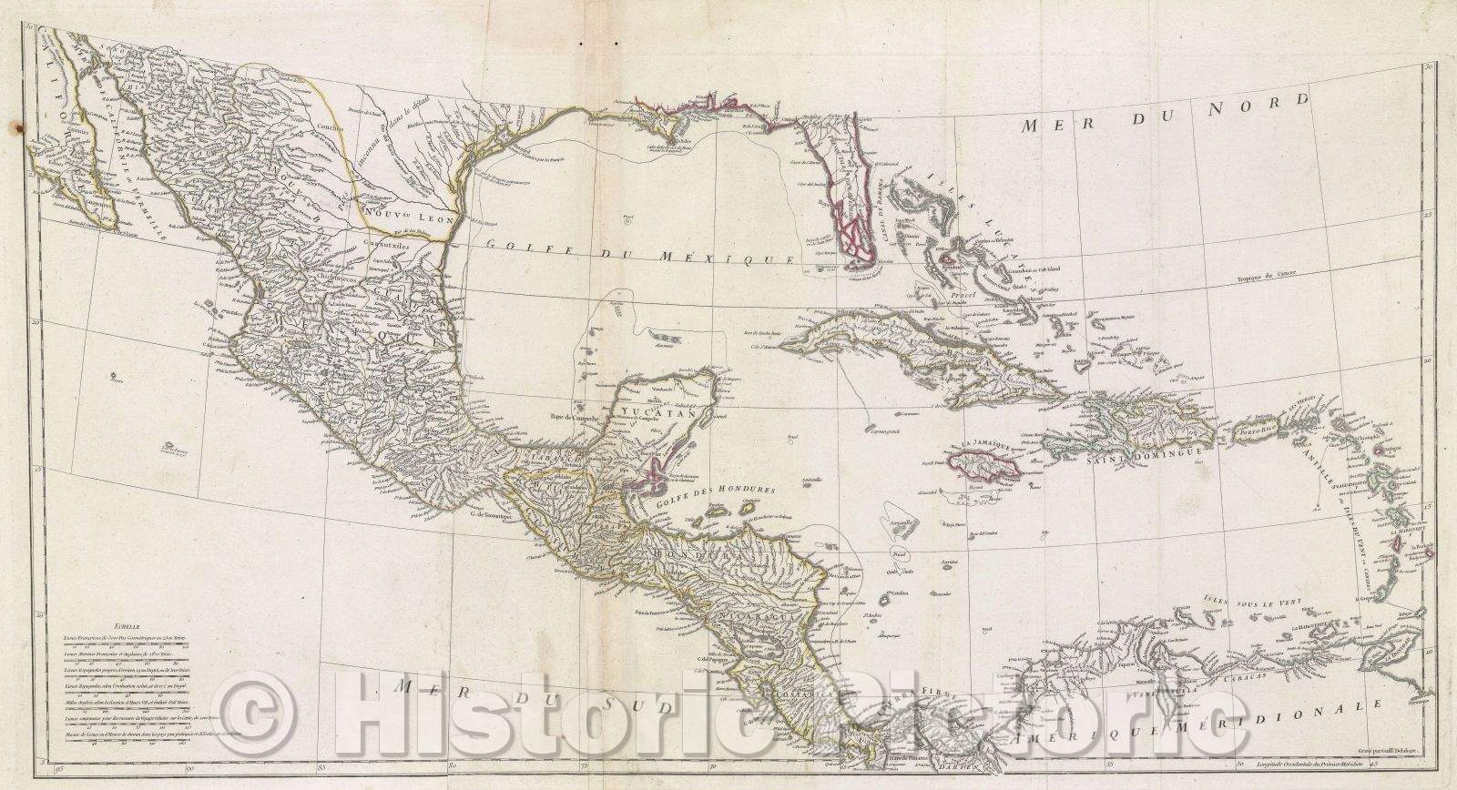 Historic Map : Amerique Septentrionale Publie?e sous les Auspices de Monseigneur le Duc d'Orleans Pre?mier Prince du Sang par le Sr. d'Anville., c. 1755 , Vintage Wall Art