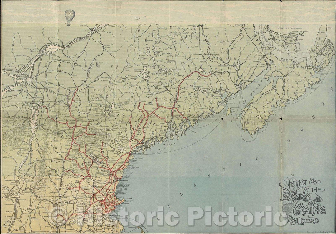 Historic Map : Tourist Map of the Boston and Maine Railroad, 1910 , Vintage Wall Art