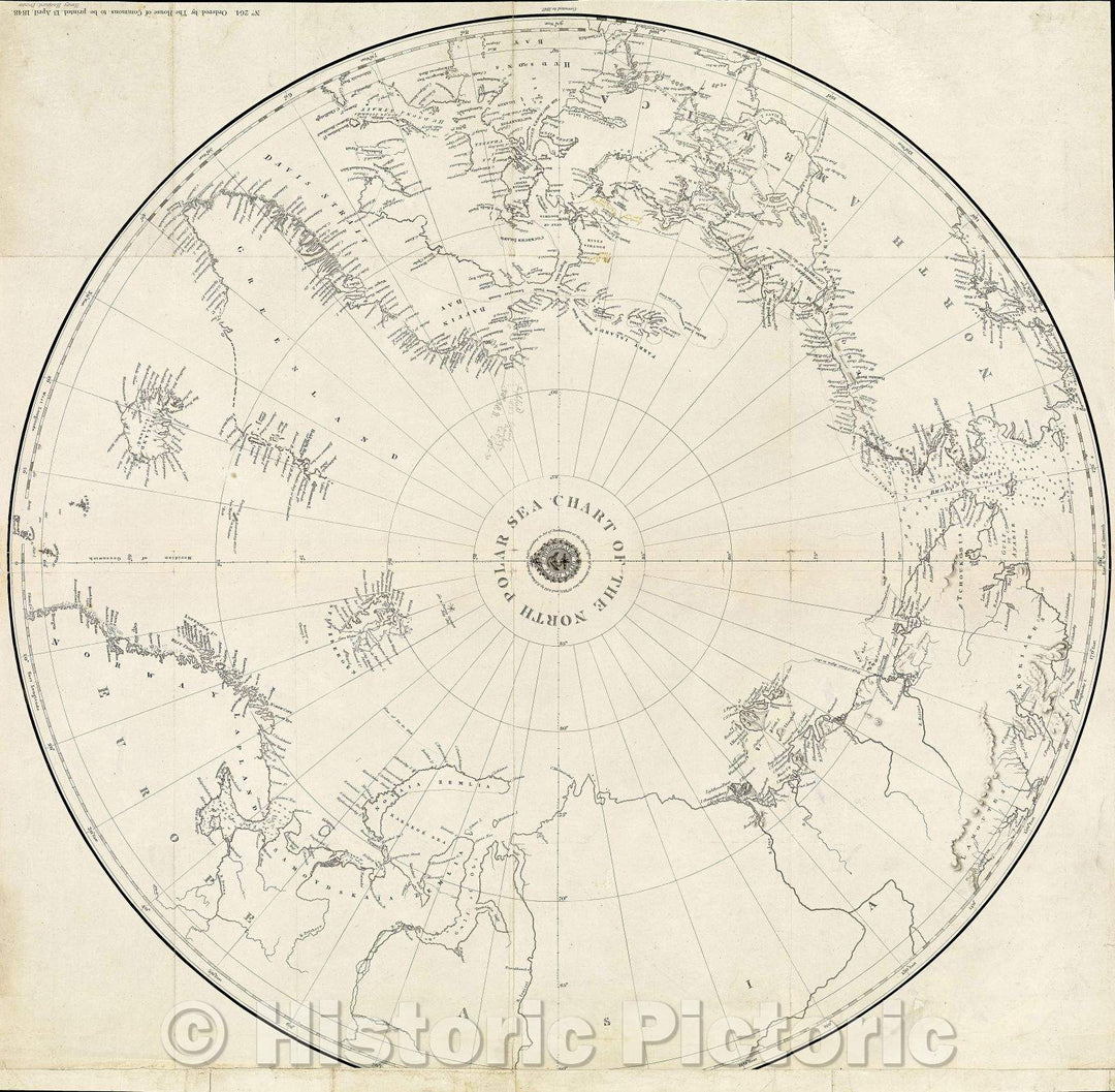 Historic Map : Chart of the North Polar Sea, 1835 , Vintage Wall Art