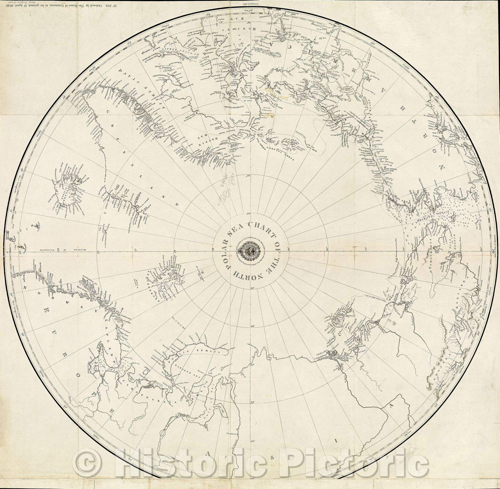 Historic Map : Chart of the North Polar Sea, 1835 , Vintage Wall Art