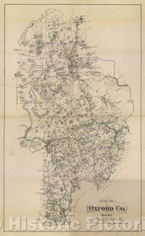 Historic Map : Map of Oxford Co. Maine. With portions of Coos Co. N.H. and Franklin Co. Me. and showing the whole of the Androscoggin Lake District., 1895 , Vintage Wall Art