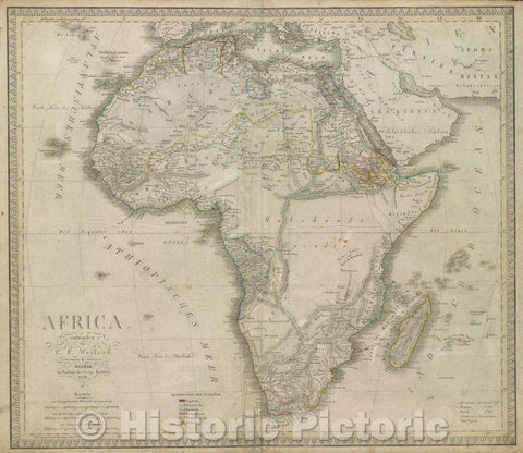 Historic Map : Africa entworfen von C.F. Weiland, 1821 , Vintage Wall Art