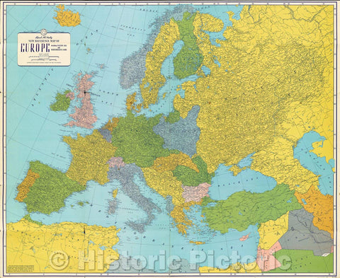 Historic Map : Rand McNally New Reference Map of Europe. Including Western Asia and Mediterranean Lands., 1945 , Vintage Wall Art