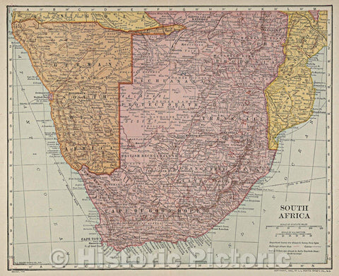 Historic Map : South Africa, 1903 , Vintage Wall Art