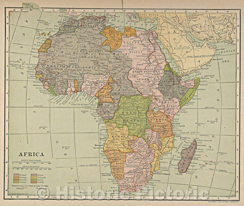 Historic Map : Africa, 1910 , Vintage Wall Art