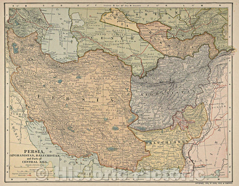 Historic Map : Persia, Afghanistan, Baluchistan, and Parts of Central Asia, 1902 , Vintage Wall Art
