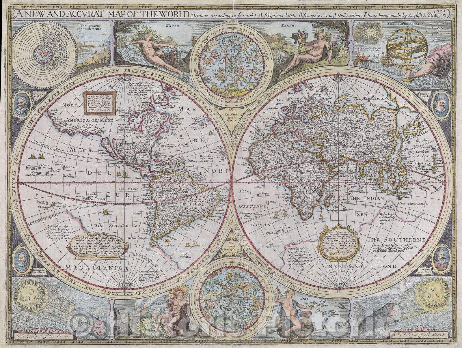 Historic Map : A new and accurat map of the world Drawne according to ye  truest Descriptions, latest Discoveries and best Observations yt have beene 