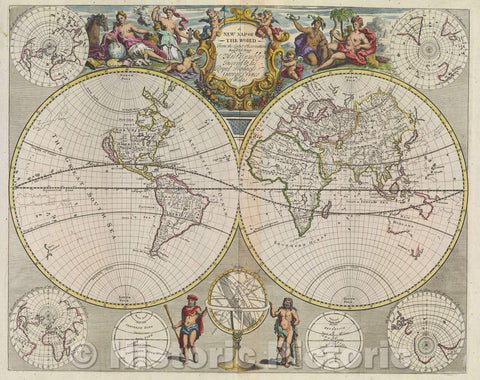 Historic Map : A New Map of the World  From the Latest Observations Revis'd by I. Senex, 1721 , Vintage Wall Art