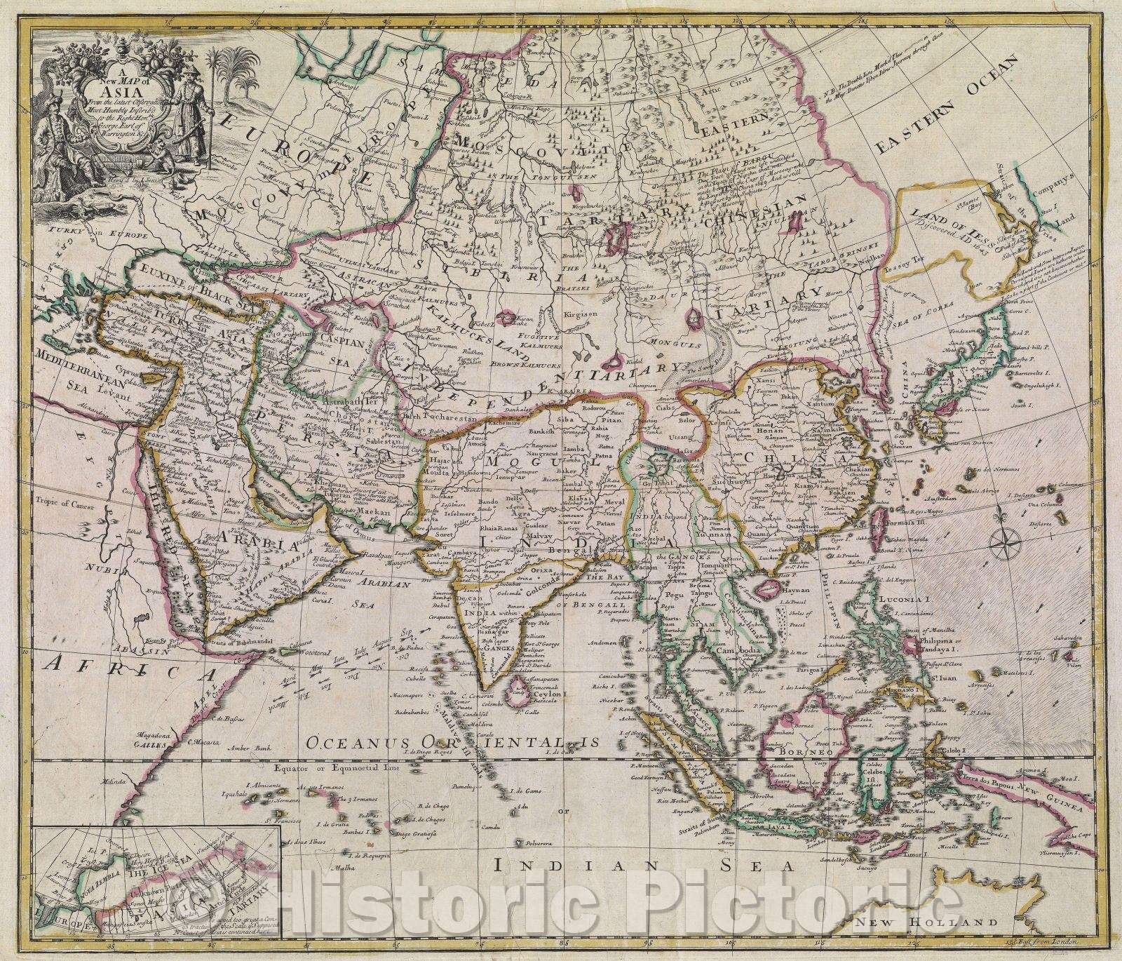 Historic Map : A New Map of Asia  From the latest Observations, Most Humbly Inscribd. to the Right Honble. George, Earl of Warrington andc., 1750 , Vintage Wall Art
