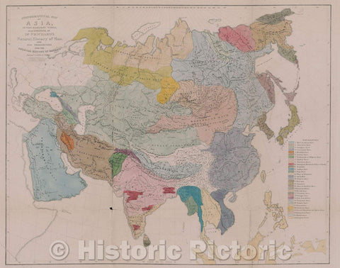 Historic Map : Ethnographical Map of Asia in the earliest times, illustrative of Dr. Prichard's Natural History, 1864 , Vintage Wall Art , v2
