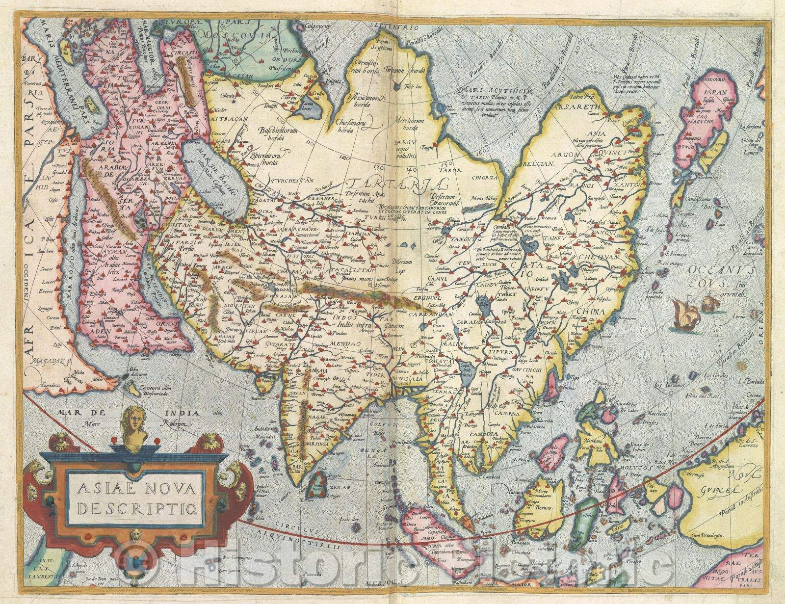 Historic Map : Asiae Nova Descriptio., 1575 , Vintage Wall Art