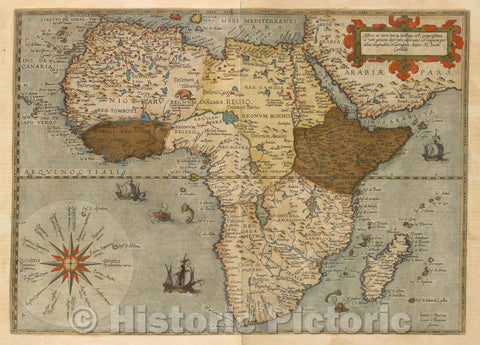 Historic Map : Africae ut terra marique lustrata est, proprissima ac vere genuina descriptio, observatis ad unguem gradibus longitudinis et latitudinis, 1578 , Vintage Wall Art