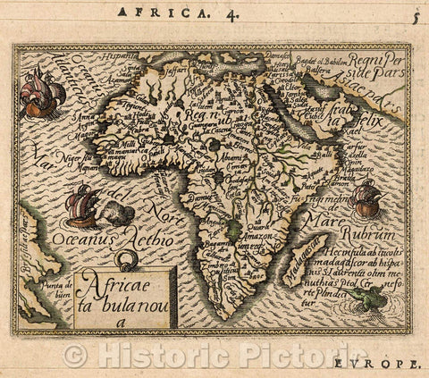 Historic Map : Africae tabula nova, 1579 , Vintage Wall Art