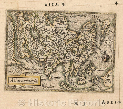 Historic Map : Asiae nova descr:, 1579 , Vintage Wall Art