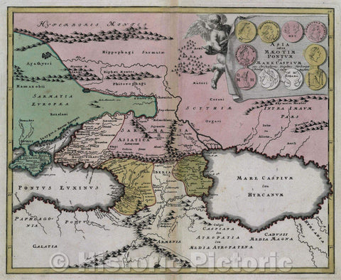 Historic Map : Asia intra Maeotim Pontum et Mare Caspium. exe. Christophorus. Weigelius. Noribergae. C. Privilegi S. Caesar Majestatis., c. 1720 , Vintage Wall Art