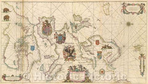 Historic Map : Totius Europae littora Novissime edita. Pascaert vertoonende alle de See-custen van Europa Gedruckt tot Amsterdam by Frederick de Wit inde Kalverstrae, 1680 , Vintage Wall Art