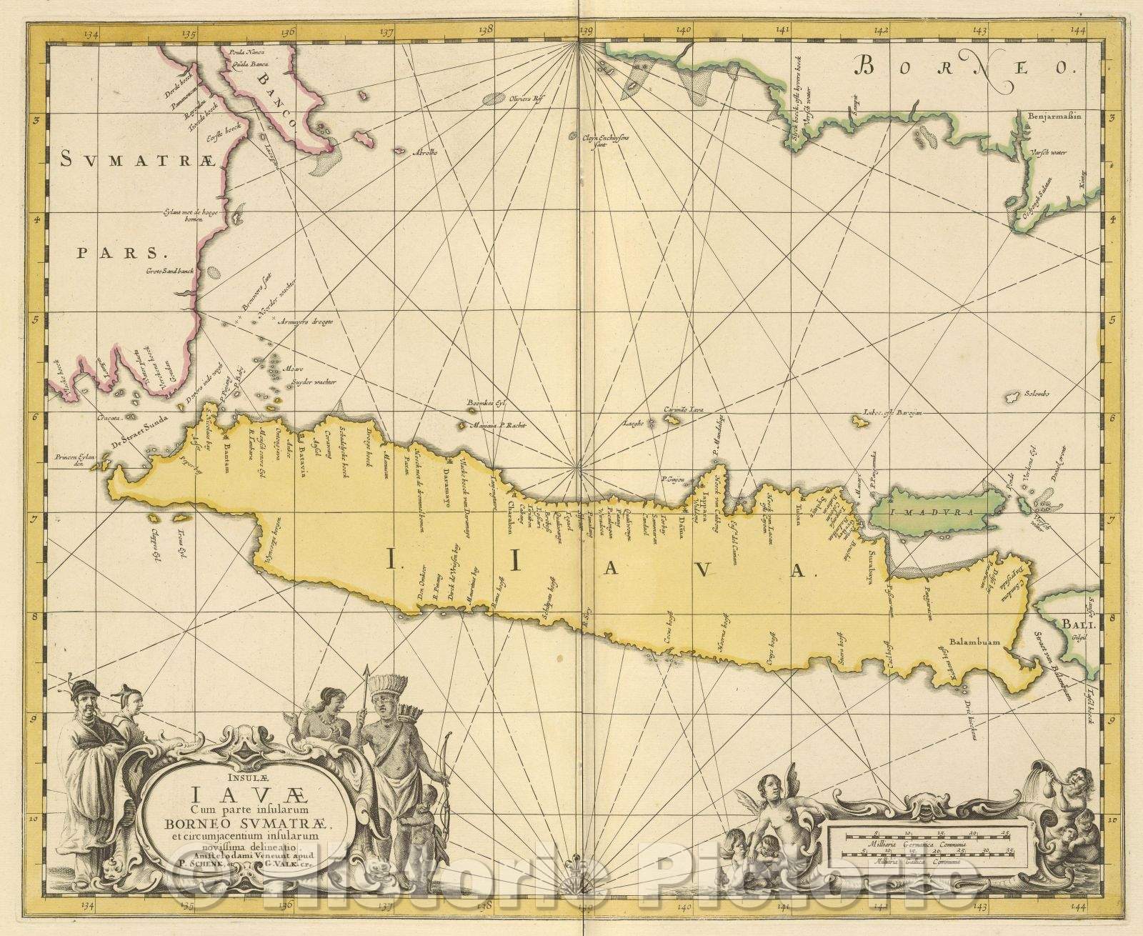 Historic Map : Insulae Javae cum parte insularum Borneo Sumatrae, et circumjacentium insularum novissima delineatio Amsterlodami Veneunt, c. 1680 , Vintage Wall Art