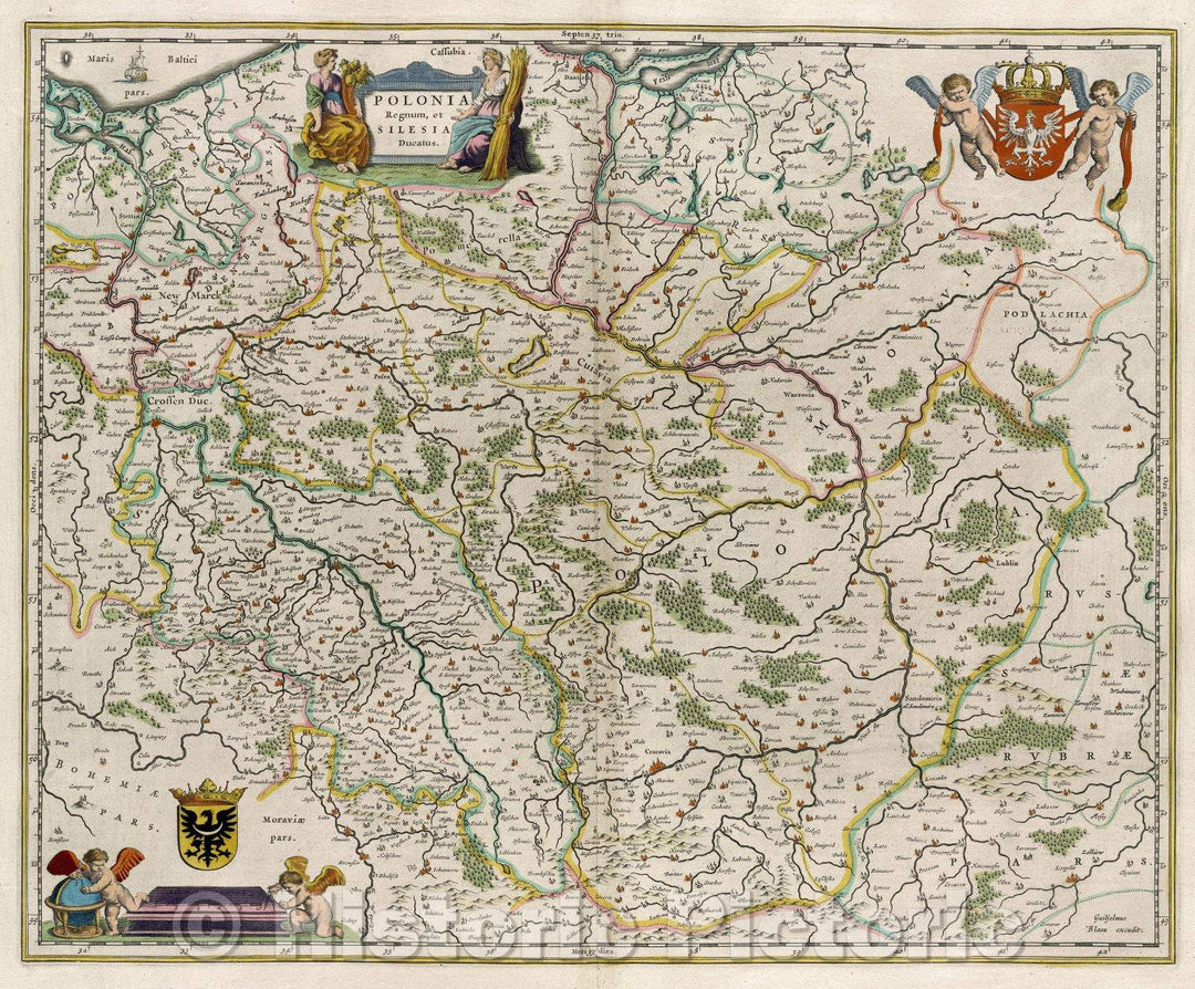 Historic Map : Polonia Regnum et Silesia Ducatus., c. 1664 , Vintage Wall Art
