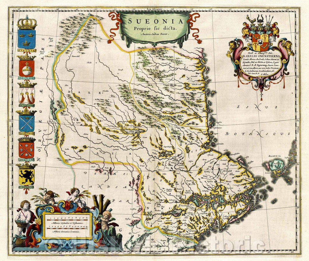 Historic Map : Sueonia Proprie sic dicta. Auctore Andrea Buraeo., c. 1664 , Vintage Wall Art
