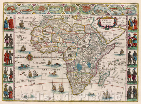 Historic Map : Africae nova descriptio., c. 1664 , Vintage Wall Art