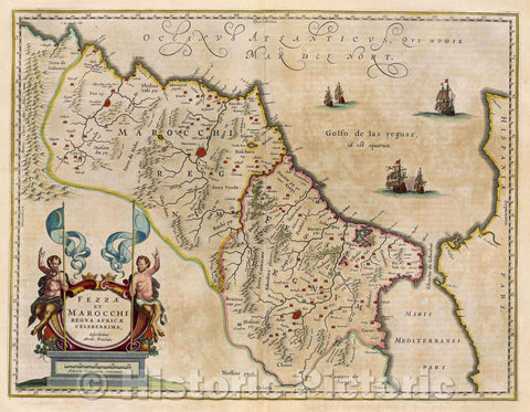 Historic Map : Fezzae et Marocchi Regna Africae Celeberrima, describebat Abrah: Ortelius., c. 1664 , Vintage Wall Art