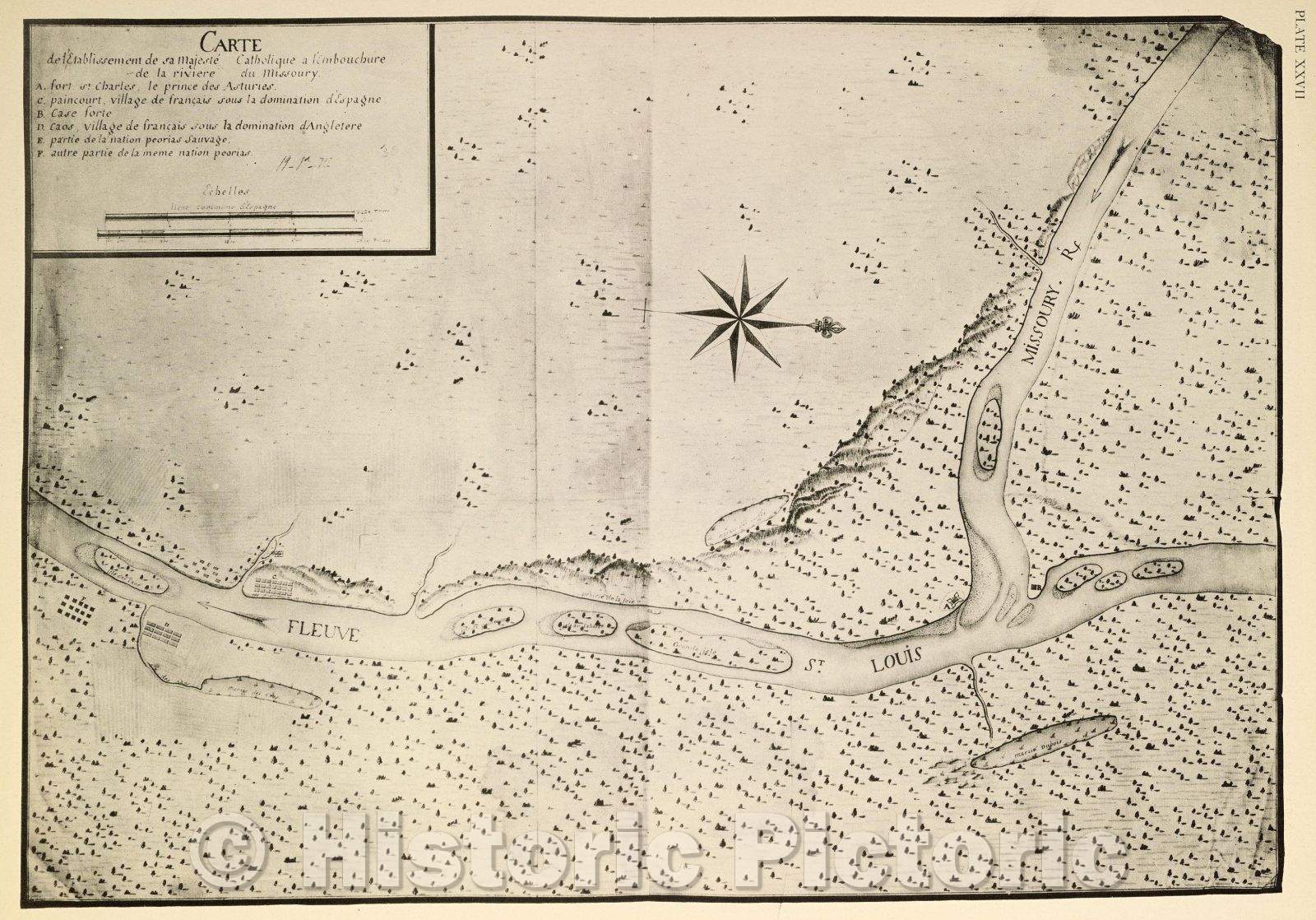 Historic Map : Plate XXVII Carte de l'Etablissement de sa Majeste Cath ...