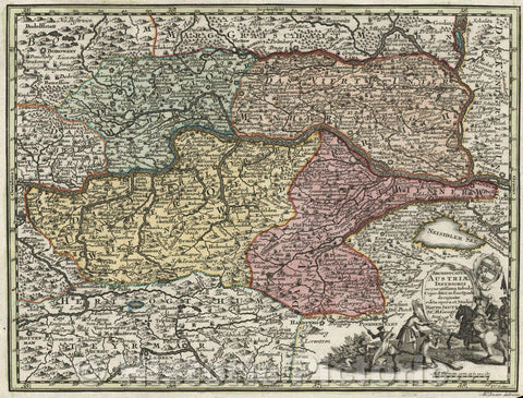 Historic Map : Archiducatus Austriae Inferioris accuratissima tabula cujus ditio: in suos Quadr designatae edita opera et Studio Matth., 1730 , Vintage Wall Art
