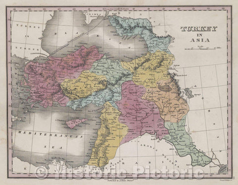 Historic Map : Turkey in Asia, 1832 , Vintage Wall Art
