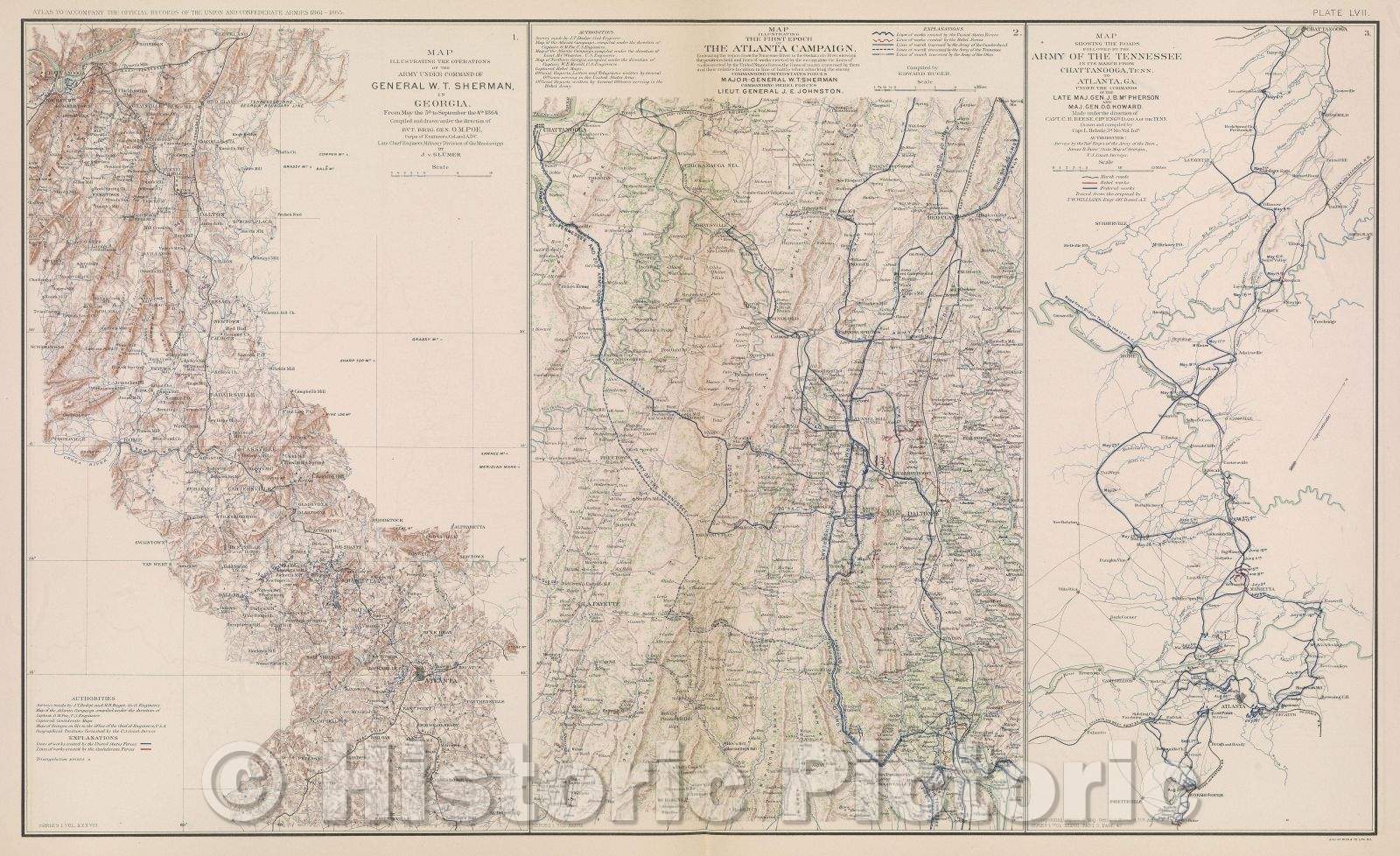 Historic Map : Map illustrating the operations of the army under comma ...