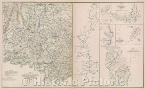 Historic Map : Map illustrating the second epoch of The Atlanta Campaign embracing the region from Resaca to the Etowah River, 1864 , Vintage Wall Art