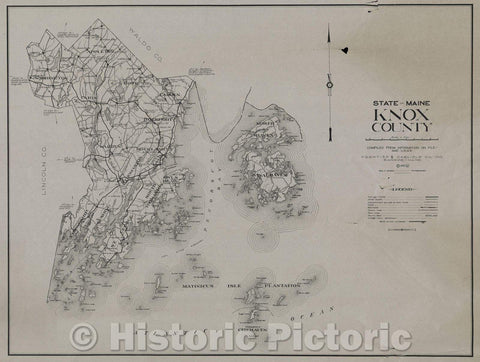 Historic Map : Knox County, State of Maine, 1932 , Vintage Wall Art