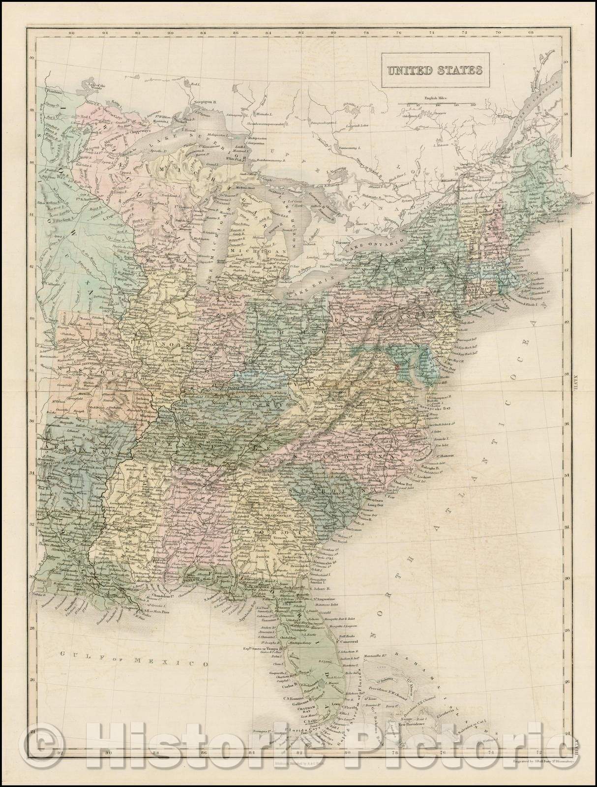 Historic Map United States 1851 - 5177999 1wmrk 