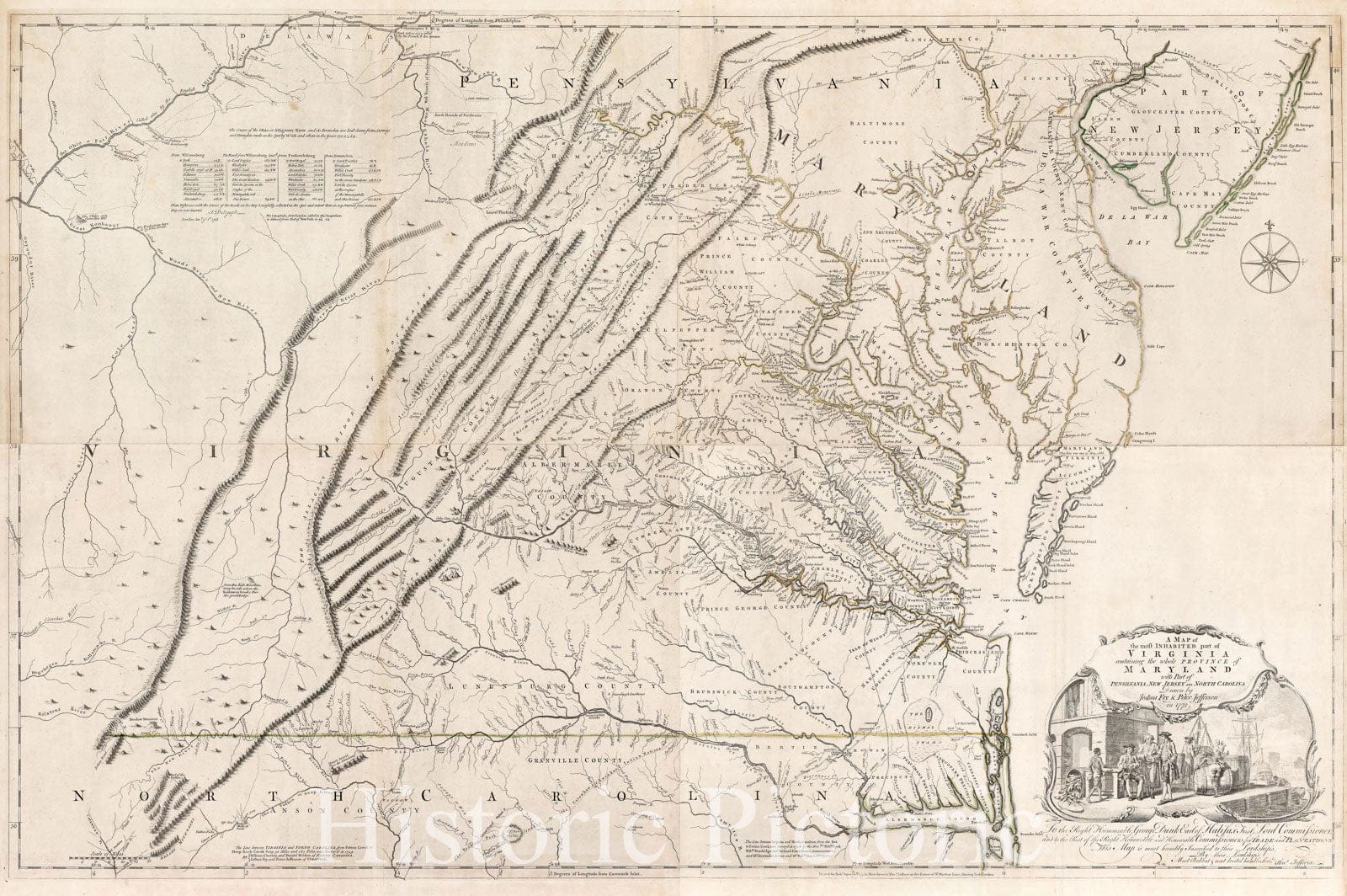 Historic Map - most Inhabited part of Virginia containing the whole Province of Maryland, 1775, Joshua Fry v1