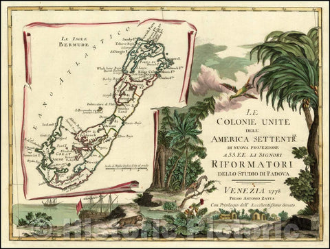 Historic Map - Le Isole Bermude/Map of Bermuda, 1778, Antonio Zatta - Vintage Wall Art