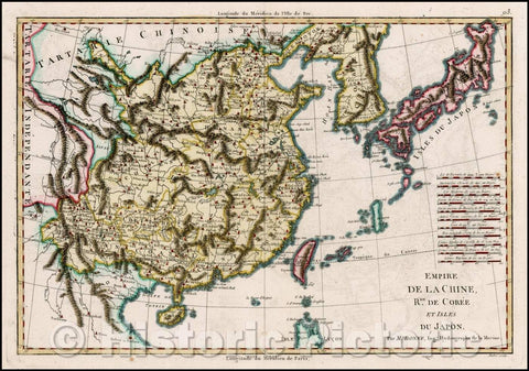 Historic Map - Empire De La Chine, rme, De Coree et Isles Du :: China, Japan and Korea, Isle of Formosa and Hainan,Chinese Tartary,Indpendent Tartary, 1787 - Vintage Wall Art
