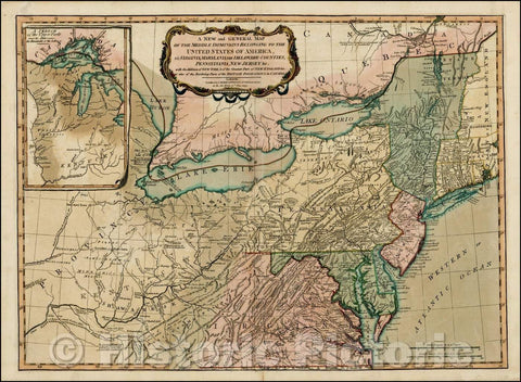 Historic Map - A New and General of the Middle Dominions Belonging to the United States of America, Virginia, Maryland, The Delaware-Counties, Pennsylvania, 1794 - Vintage Wall Art