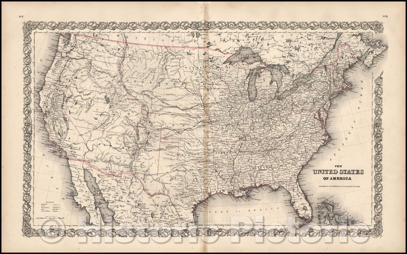 Historic Map - The United States of America [rare variant!], 1855, Col ...