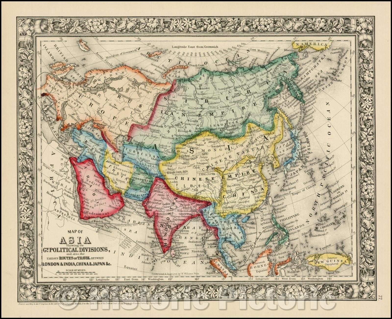 Asia History Map Historic Map - Map of Asia Showing its Gt. Political Divisions and.Rou ...