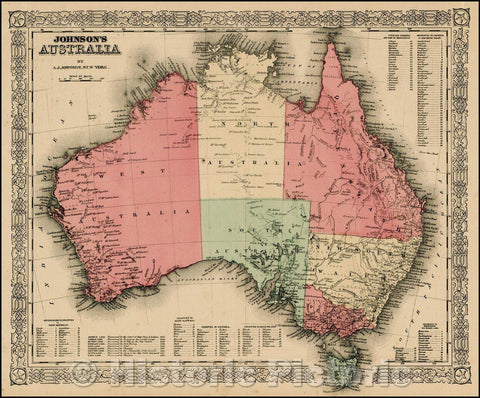 Historic Map - Johnson's Australia, 1864, Benjamin Ward v1