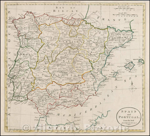 Historic Map - Spain and Portugal from the best Authorities (with the Balearic Islands), 1785, G. Robinson v1