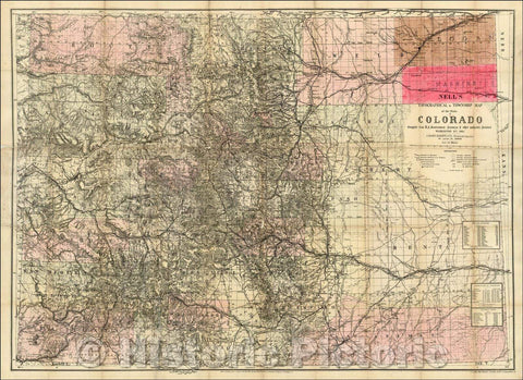 Historic Map - Nell's New Topographical & Township Map of the State of Colorado, 1885, Louis Nell - Vintage Wall Art