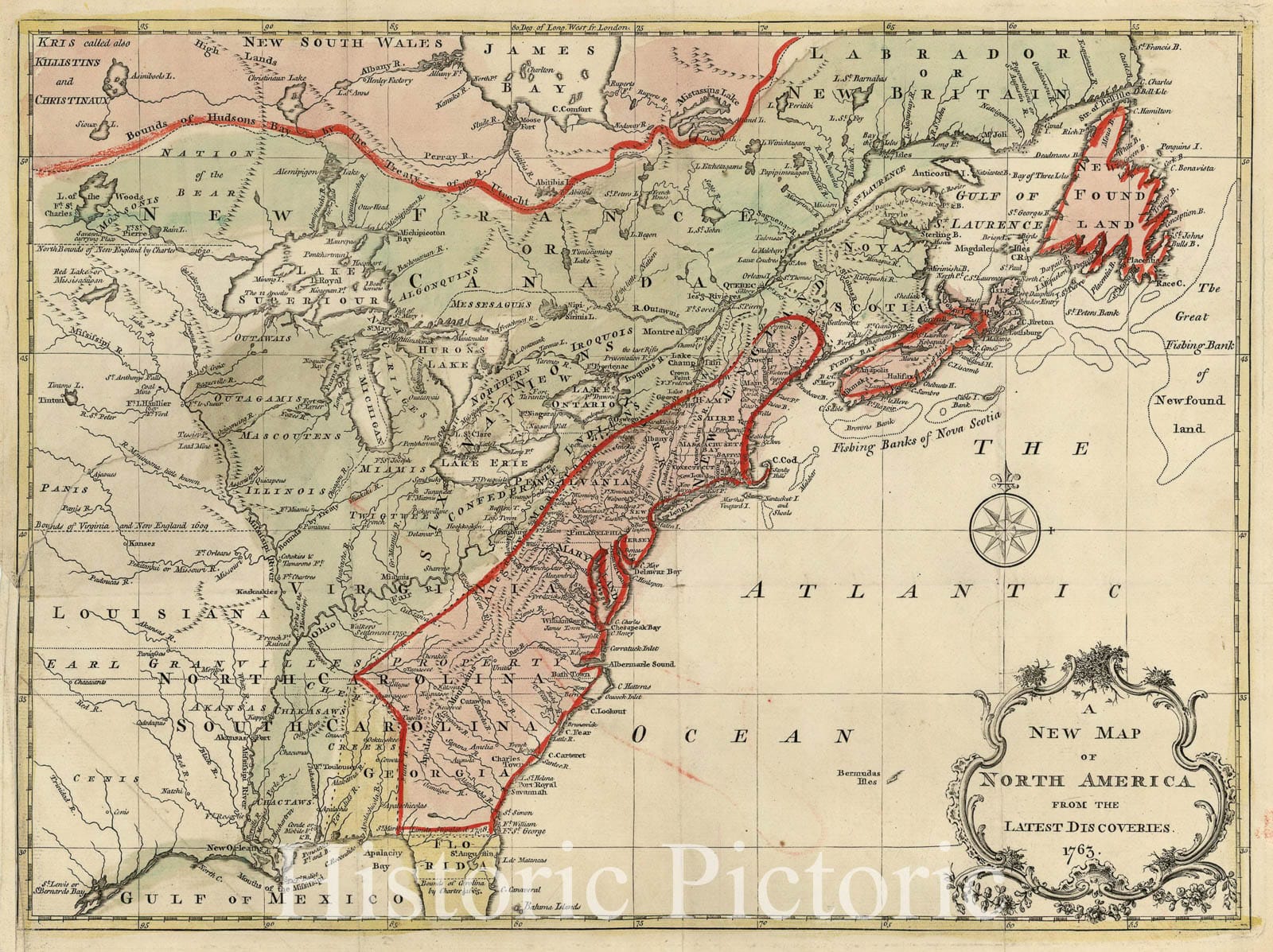 Historic Map - North America From The Latest Discoveries, 1763, London Magazine - Vintage Wall Art