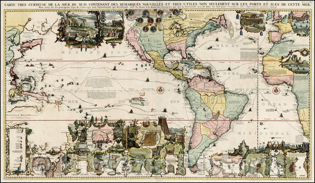 Historic Map - Carte Tres Curieuse De La Mer Du Sud Contenant Des Rema ...