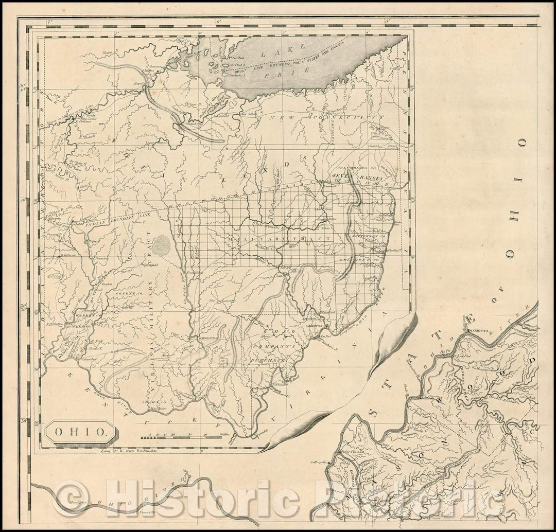 Historic Map - Ohio [First Printed Map of Ohio - Northeast Sheet from Bishop Madison Map of Virginia], 1807, Frederick Bossler - Vintage Wall Art