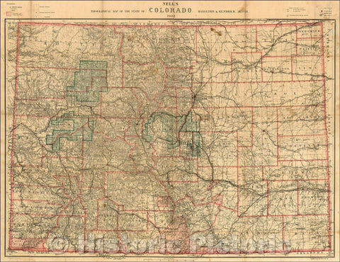 Historic Map - Nell's Topographical Map of the State of Colorado, 1902, Louis Nell - Vintage Wall Art