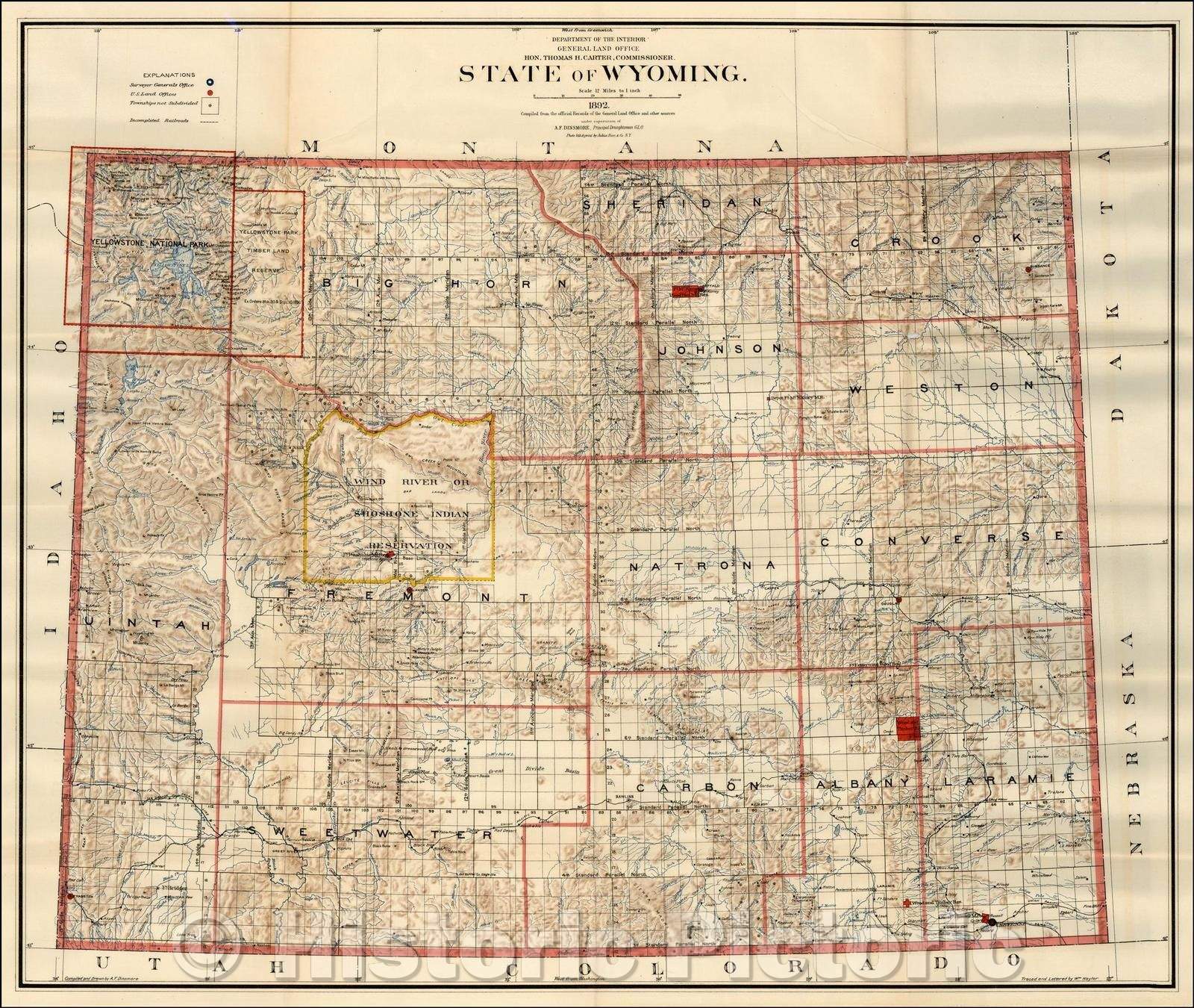 Historic Map - State of Wyoming, 1892, General Land Office v1