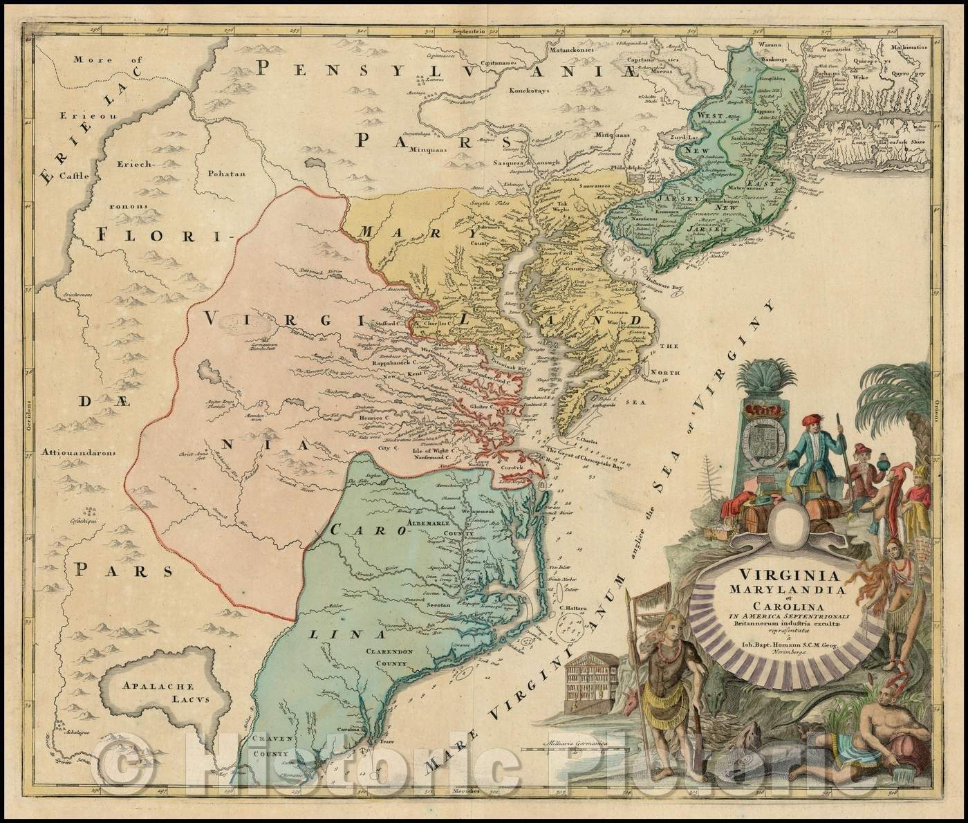 Historic Map - Virginia, Maryland, North Carolina and South Carolina/M ...